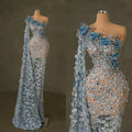 Sexy Mermaid Party Gowns Flowers Sequins Evening Dress Birthday Prom Dresses
